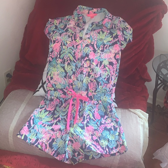 Lilly Pulitzer Jorgie Romper Oyster Bay Navy Seen and Herd XS